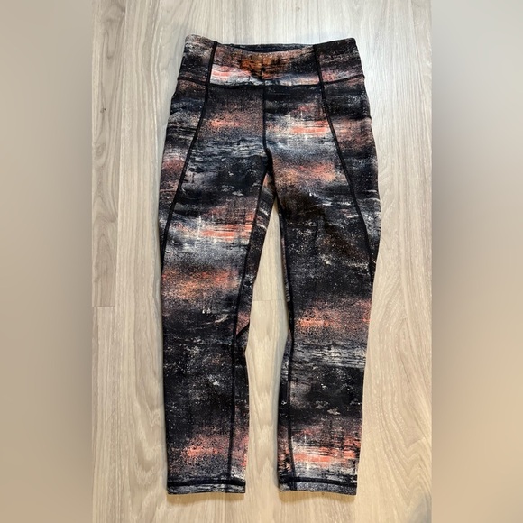 Lululemon Time To Sweat Crop 23” Leggings Azurite Poppy Coral Multi Sz 6 Rare - Picture 7 of 11